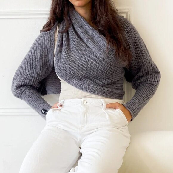 Freya Harper Scarf with Sleeves - Dark Grey - One Size Fits Most - Picture 3 of 5